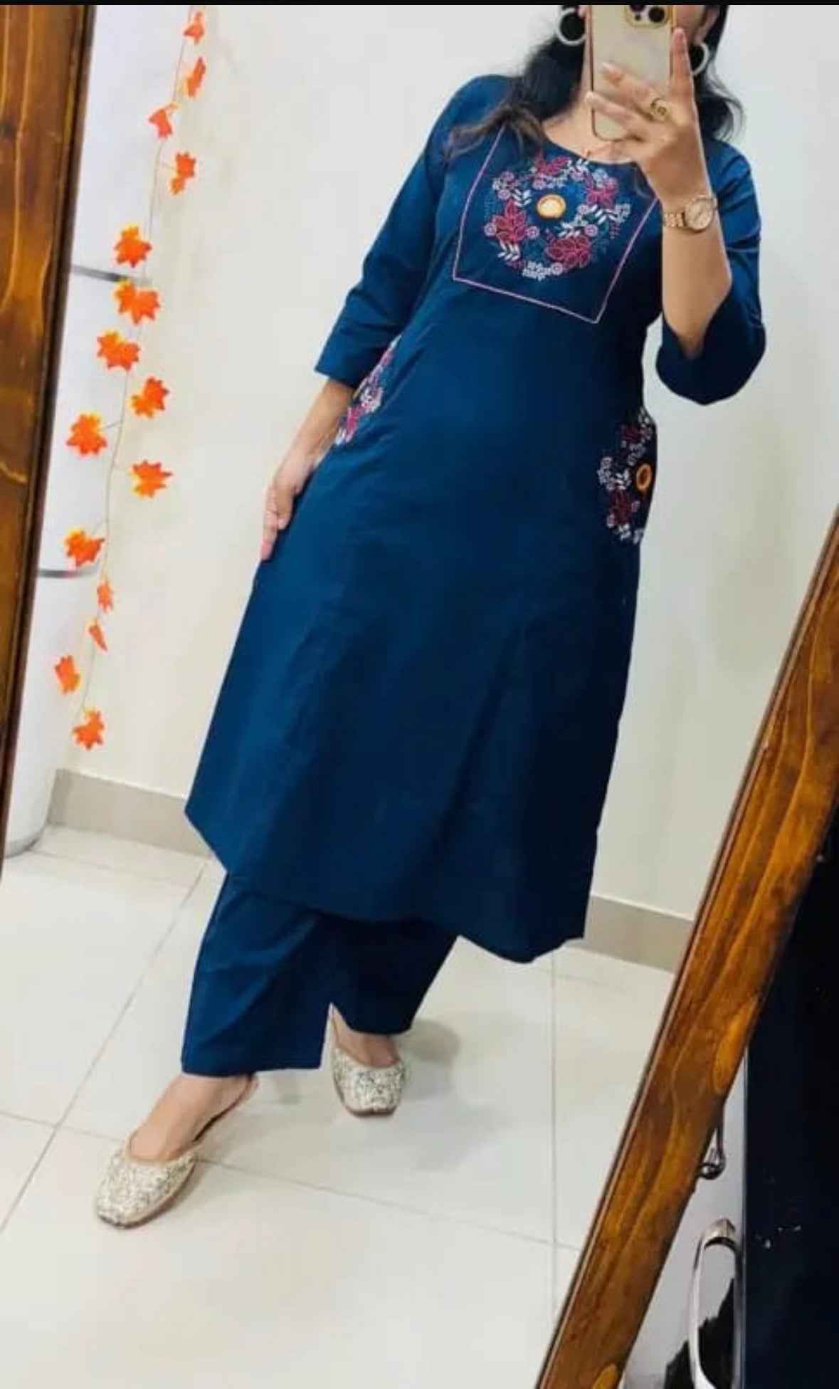 Daily Wear 2PC Blue Straight Cut Kurta Set