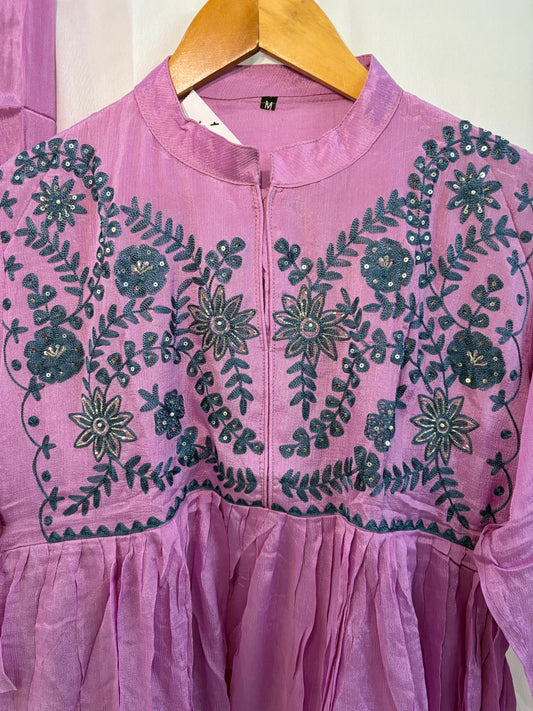 Festive Wear Lavender Co-Ord Set – Exclusive Chinnon Fabric | HabCollections