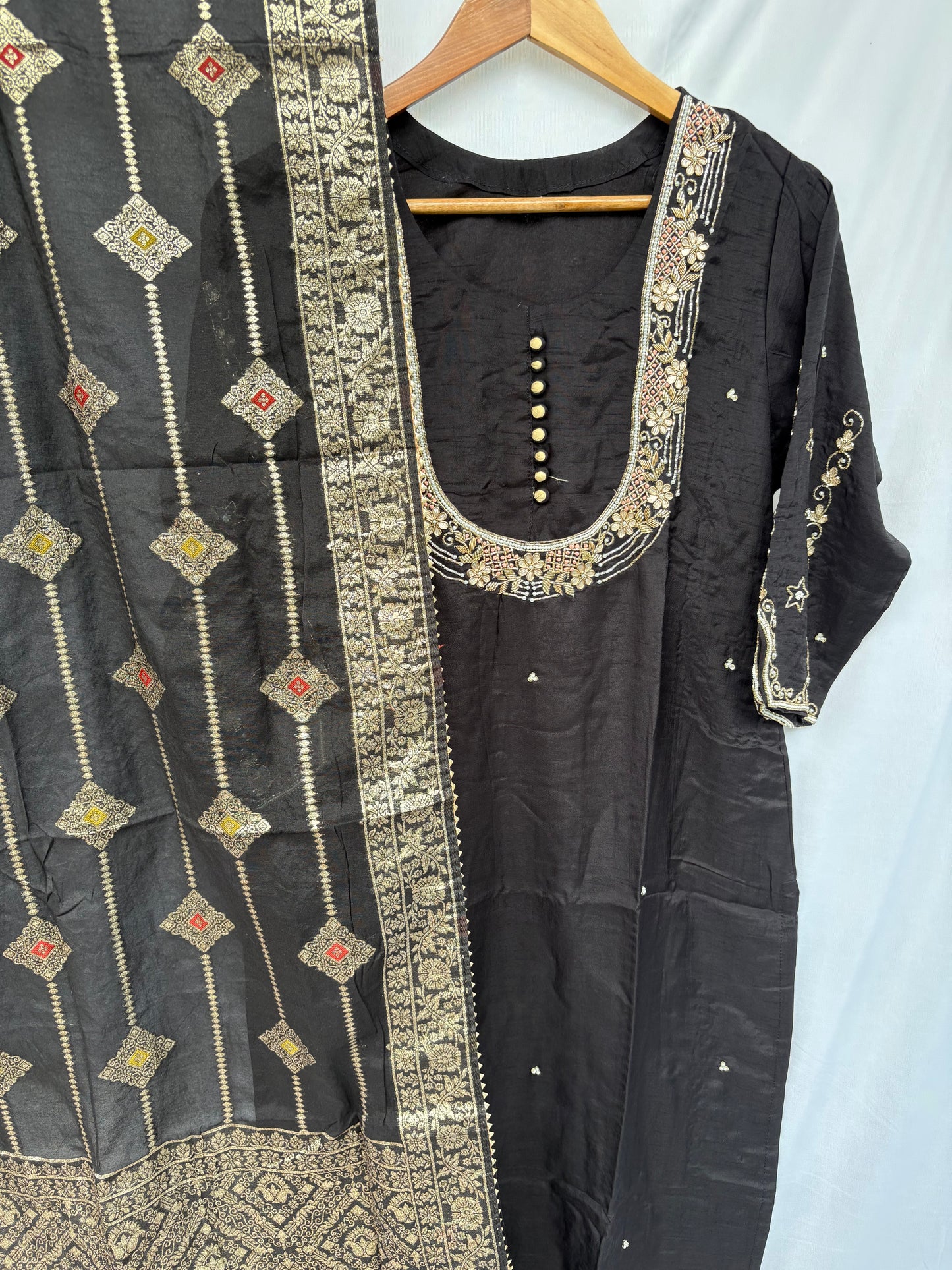 Festive Wear Purple and Black Kurta Set