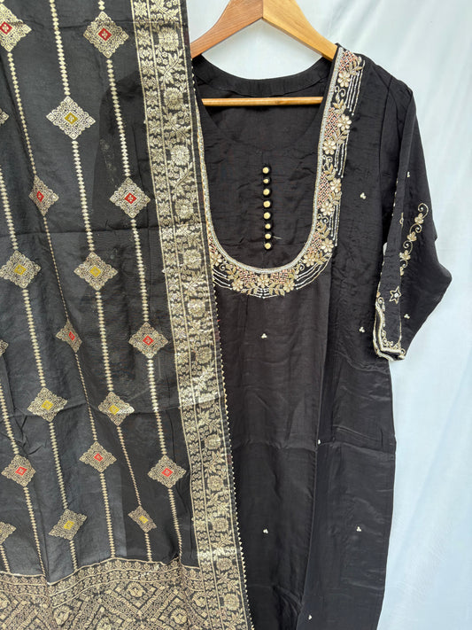 Festive Wear Purple and Black Kurta Set