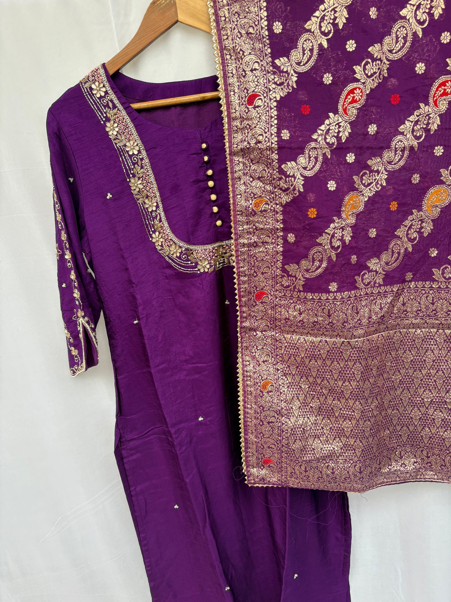 Festive Wear Purple and Black Kurta Set