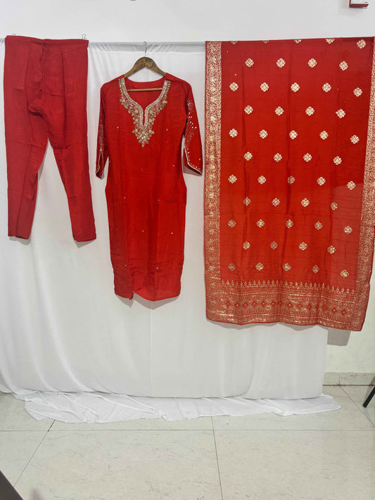 Festive Wear Red Kurta Set