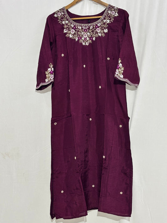 Festive Wear Wine Kurta Set