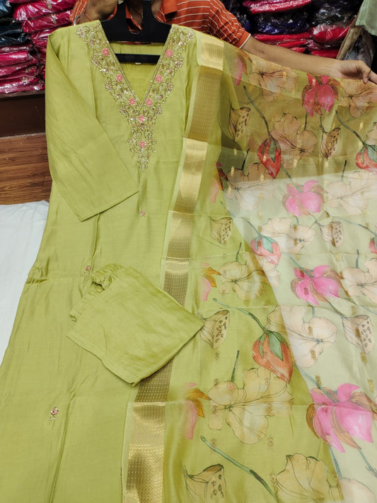 Festive Wear Green Kurta Set