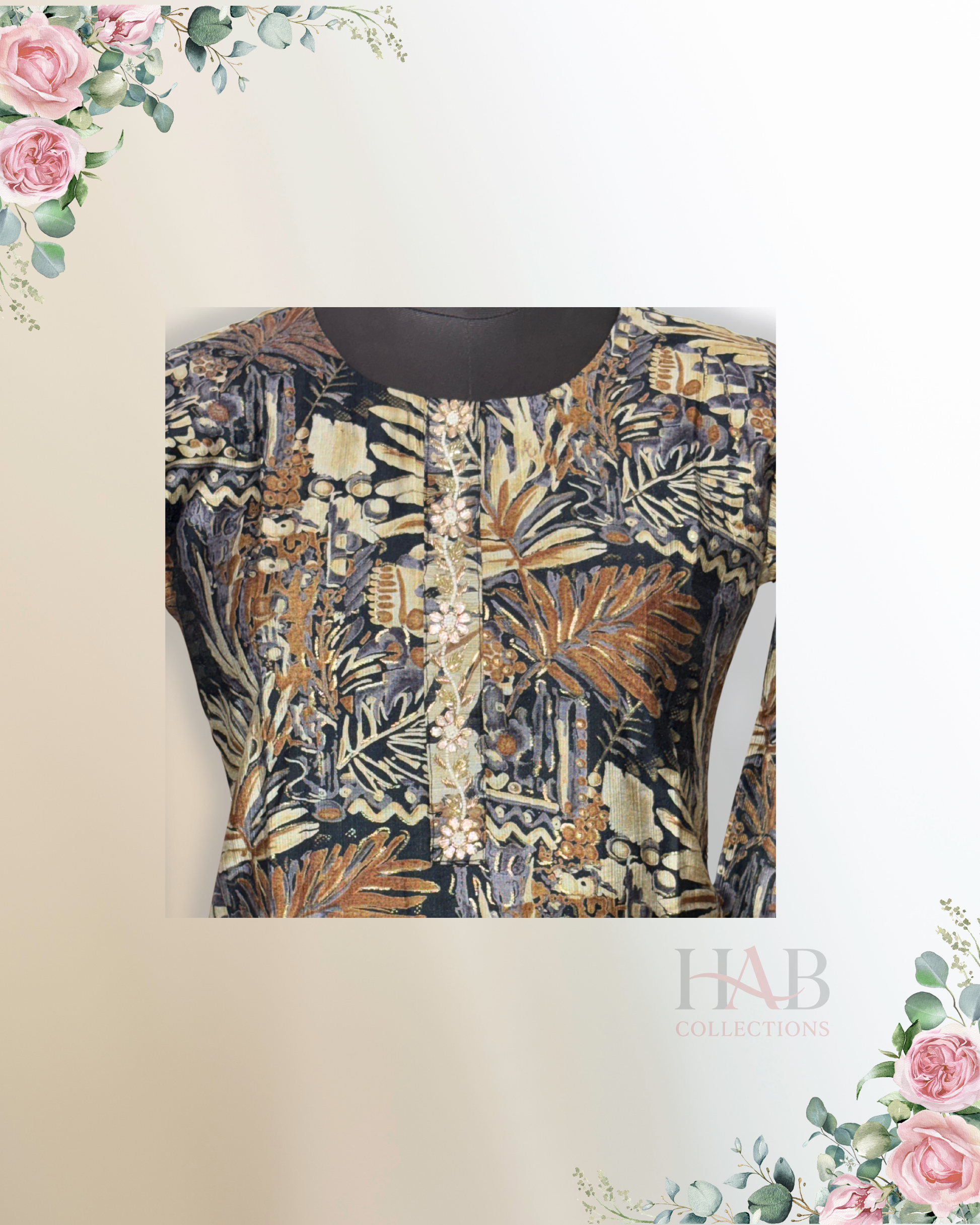 Daily Wear 2PC Black Straight Cut Kurta Set - HAB Collections