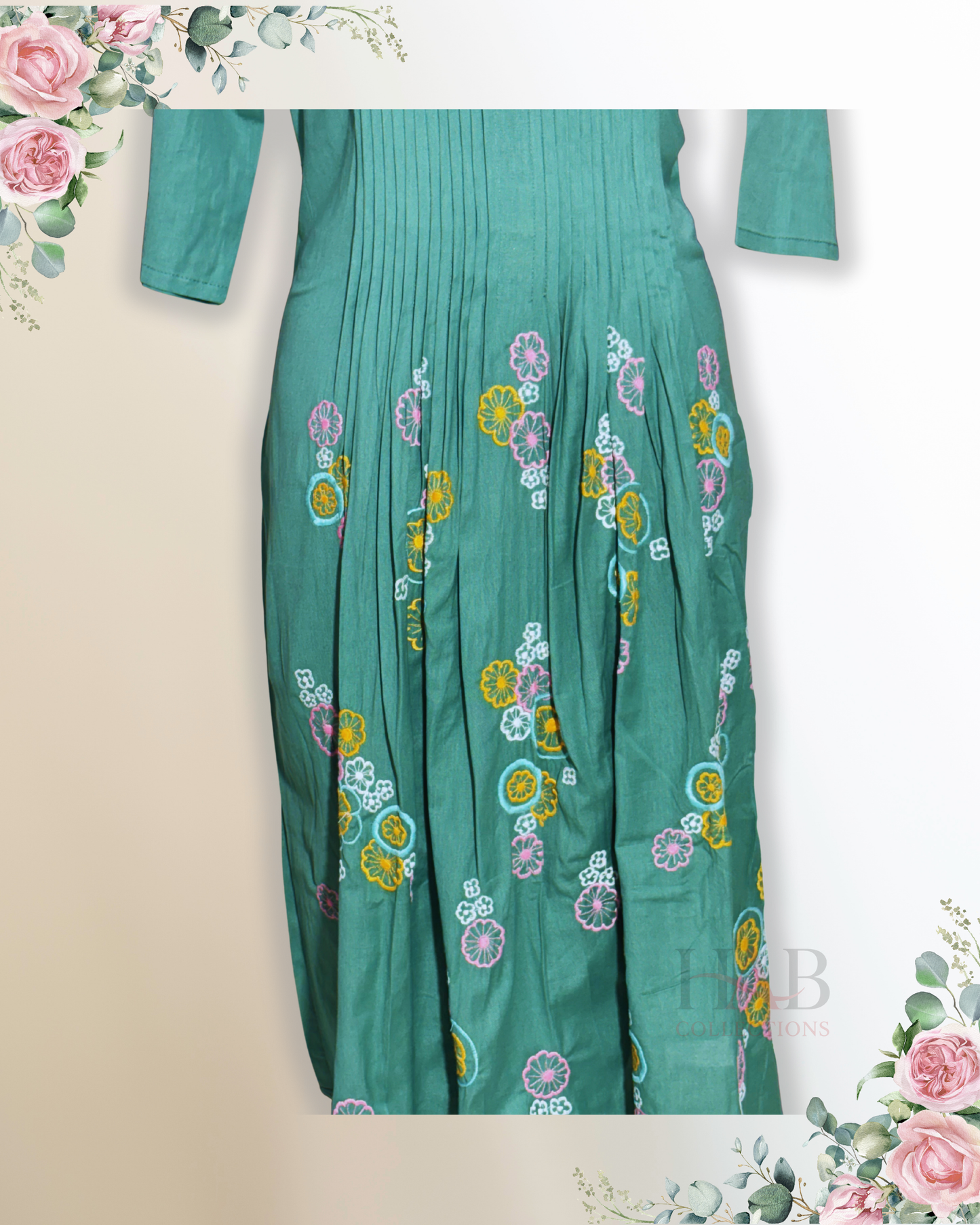 Daily Wear 2PC Green Anarkali Kurta Set - HAB Collections