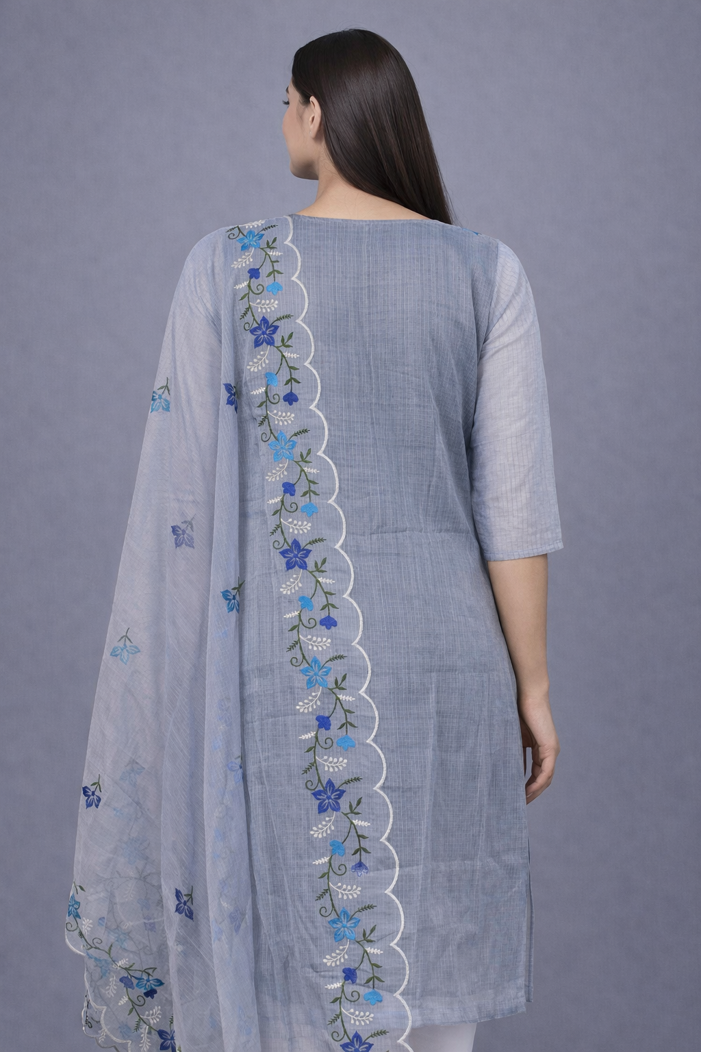 Daily Wear Grey Kota 2piece Kurta set