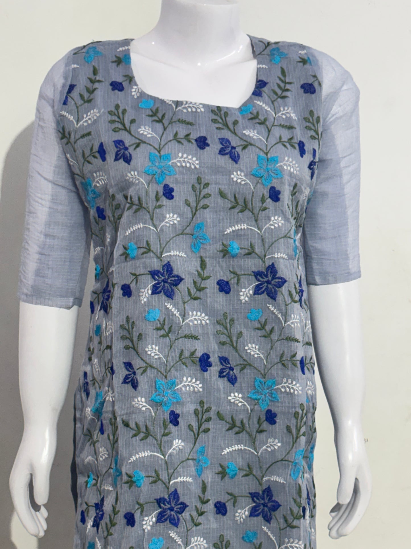 Daily Wear Grey Kota 2piece Kurta set