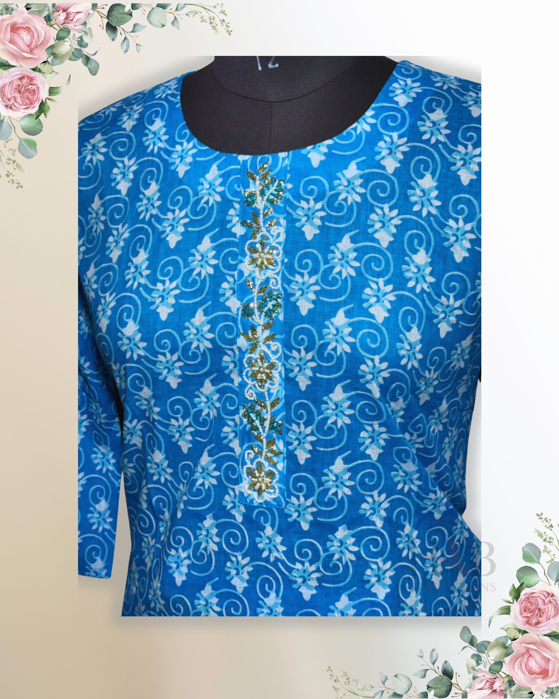 Daily Wear 2PC Sky Blue Straight Cut Kurta Set - HAB Collections