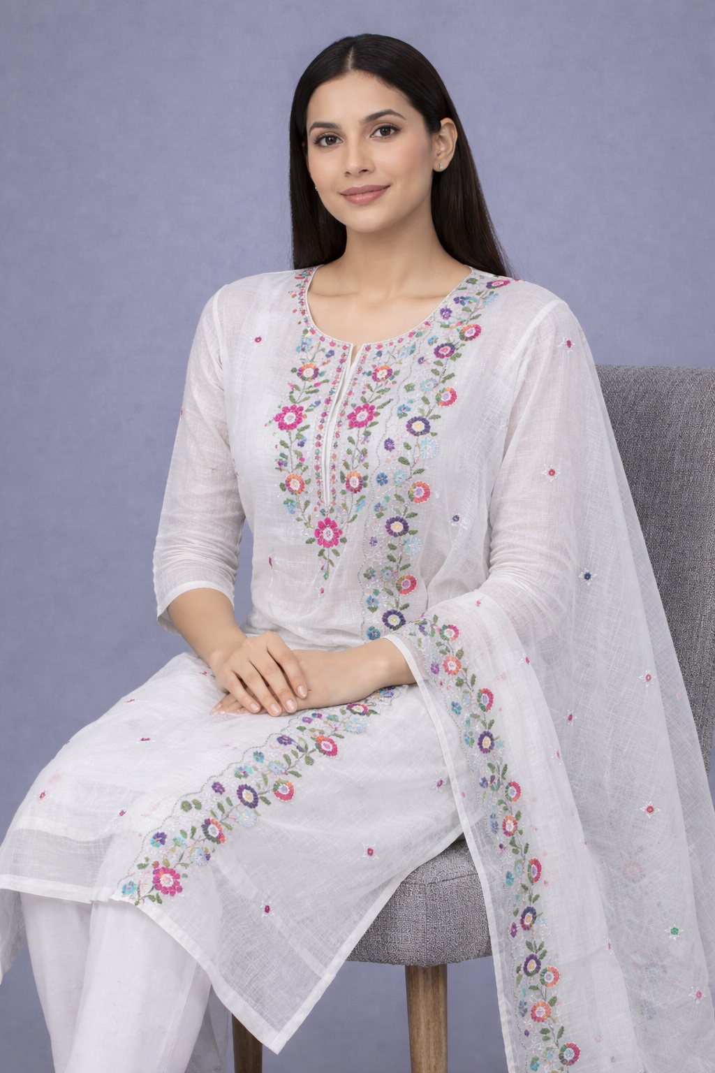 Daily Wear White Kota 2piece Kurta set