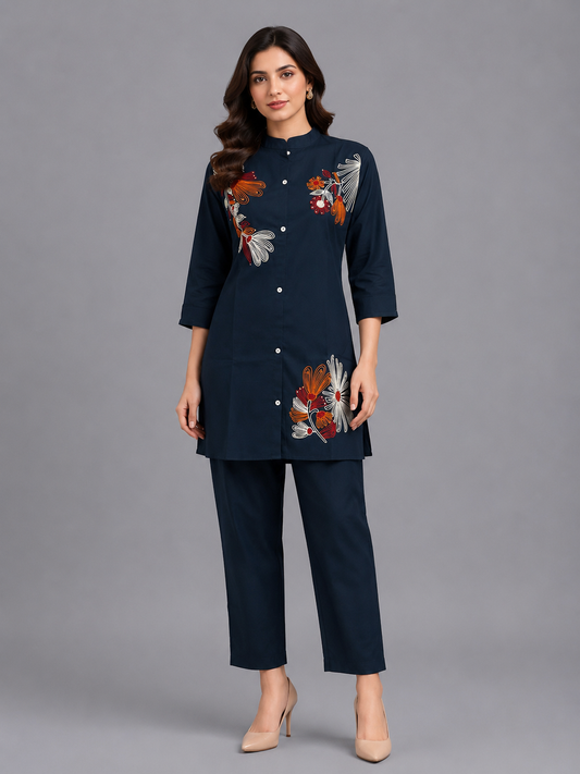 Daily Wear Blue Cotton Co-Ord set - Code: CSBL5