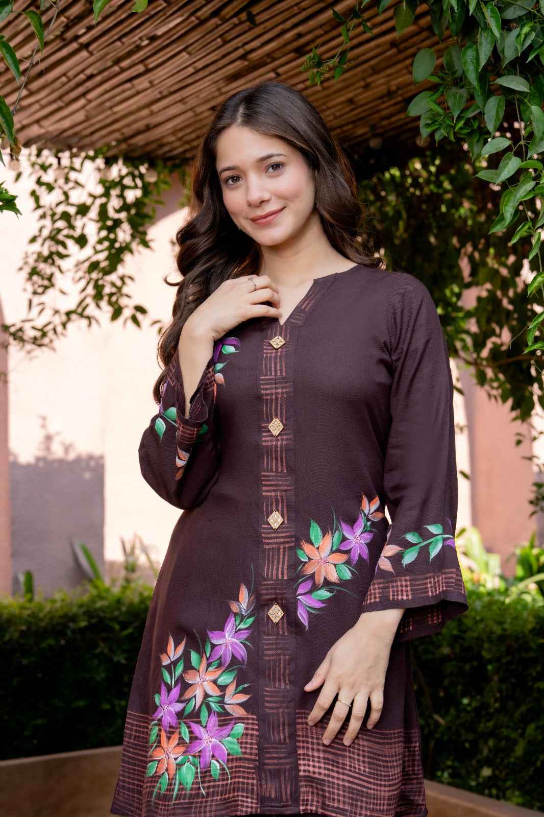 Daily Wear Brown Viscose Co-Ord set