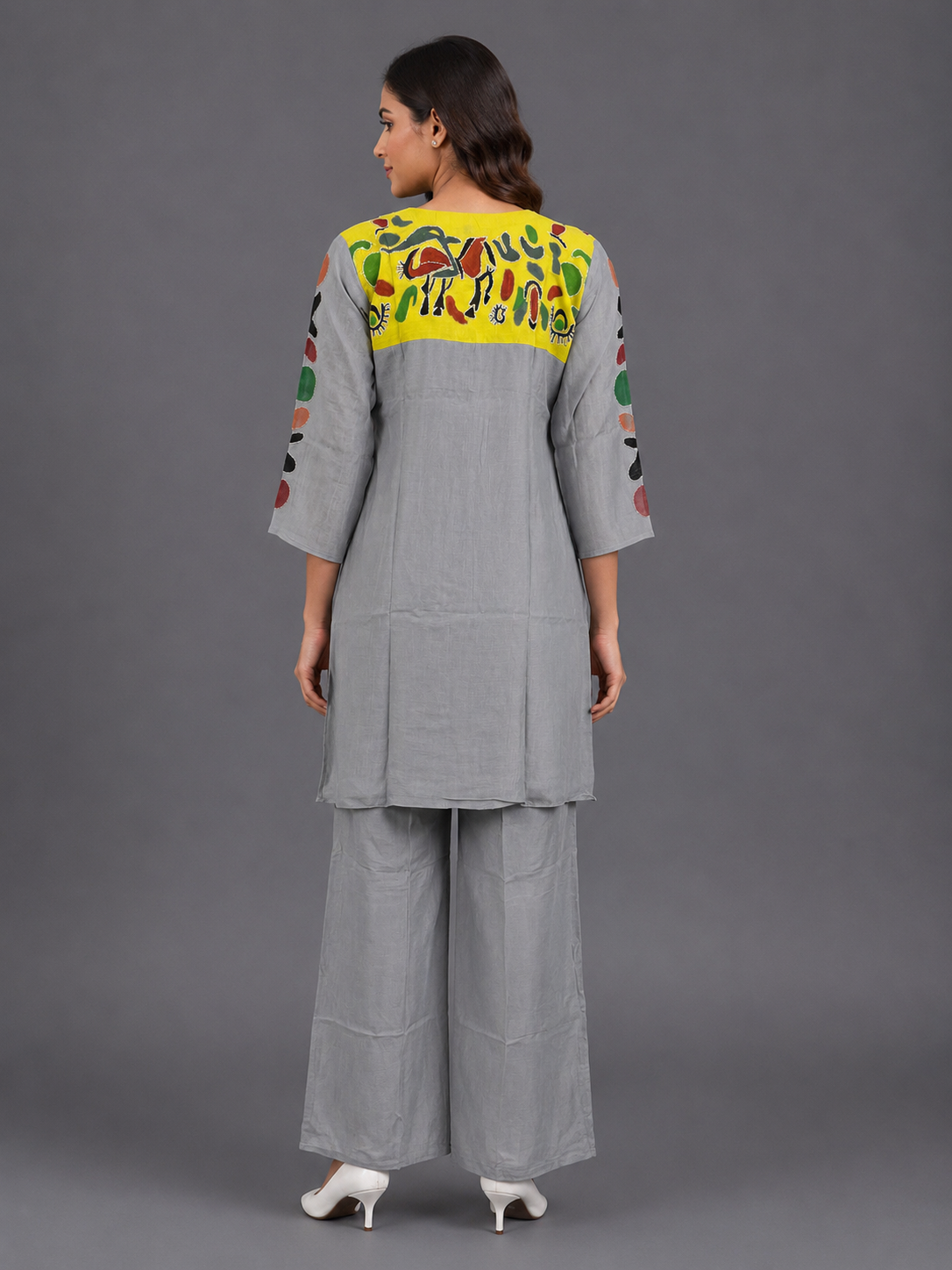 Festive Wear Grey Mul Chanderi Co-Ord set - Code: CSGY1