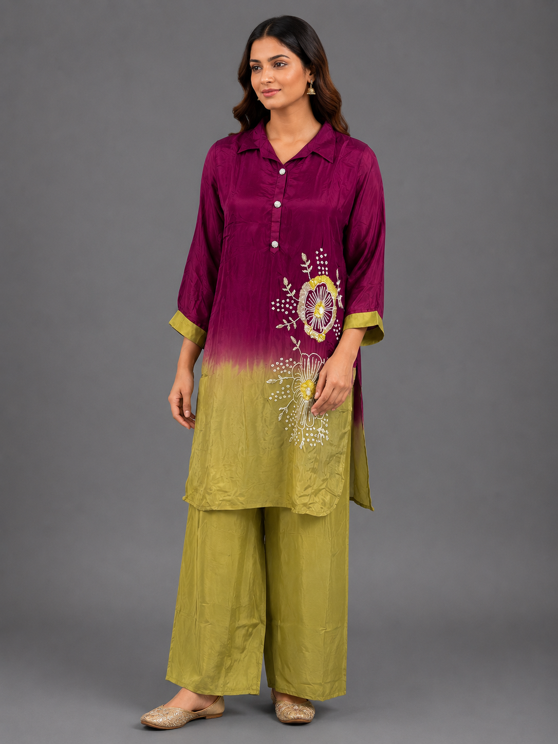 Festive Wear Maroon HO Silk Co-Ord set - Code: CSMR1
