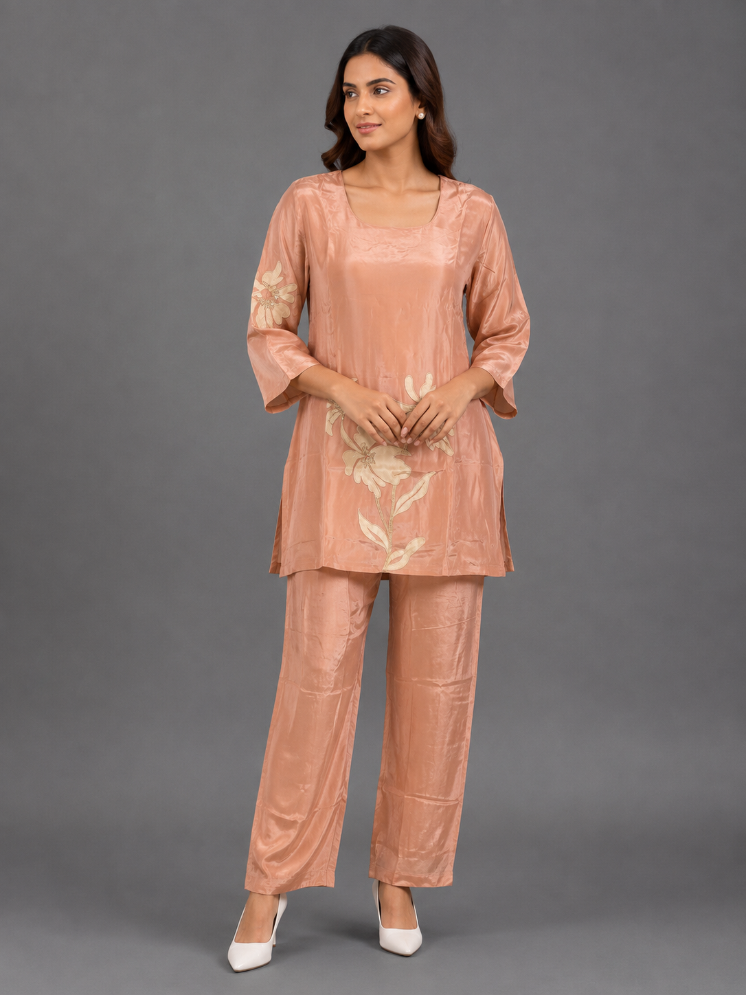 Festive Wear Peach HO Silk Co-Ord set - Code: CSPE