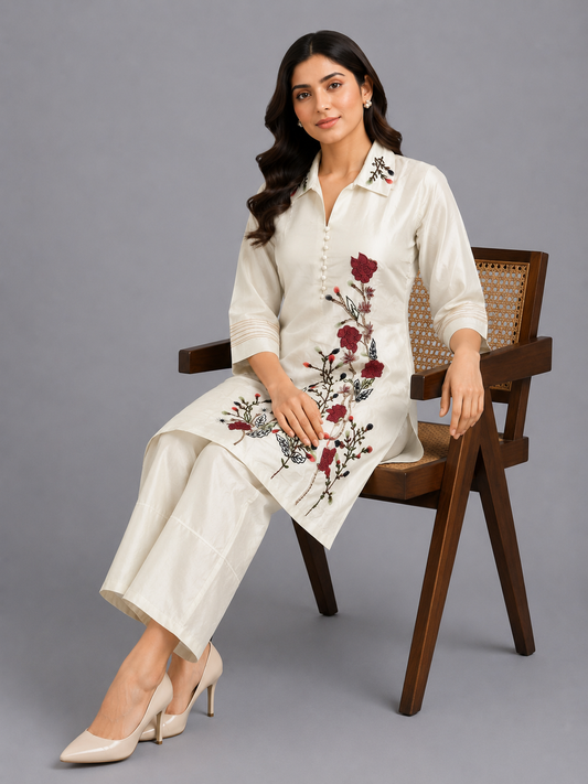 Festive Wear White Co-Ord set - Code:CSWH4