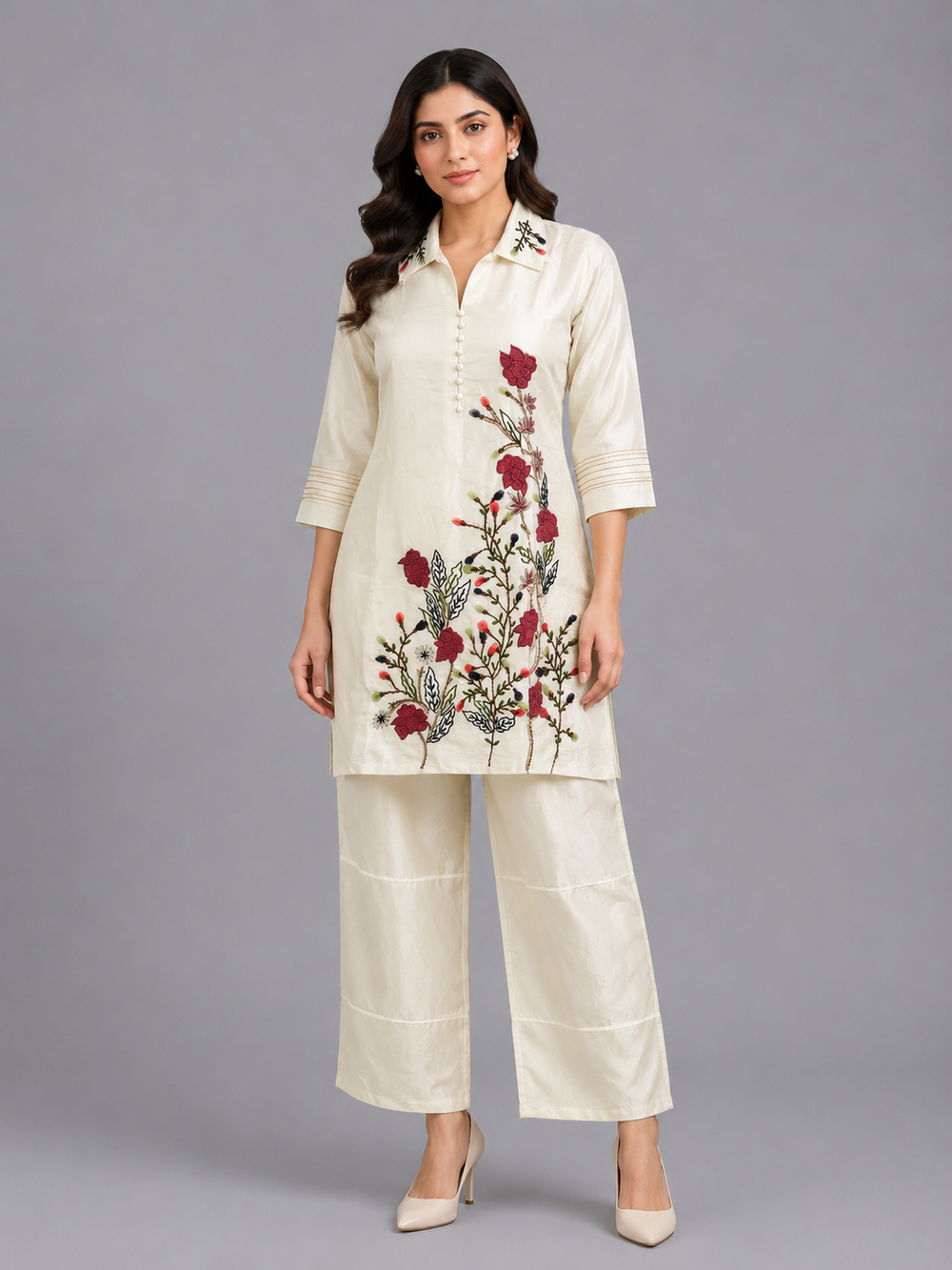 White Crape Co-Ord Set - HAB Collections