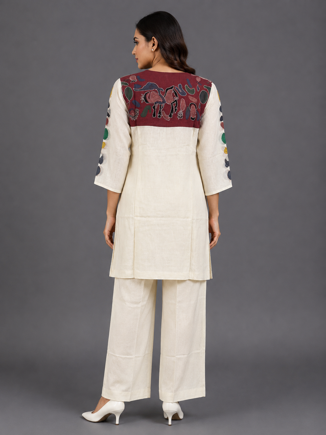 Festive Wear White Mul Chanderi Co-Ord set - Code: CSWH5
