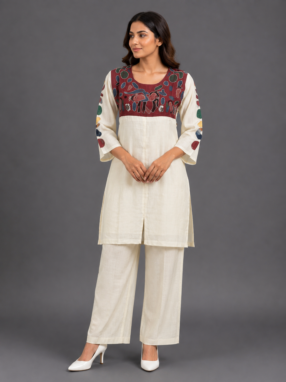 White Mul Chanderi Co-Ord Set - HAB Collections