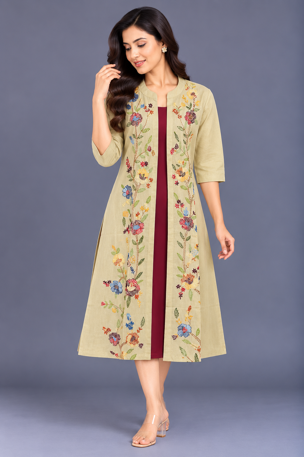 Beige cotton A-Line Suit · FRBE1