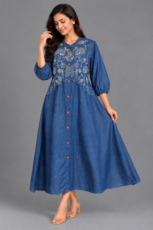 Blue Denim cotton A-Line Suit · FRBL