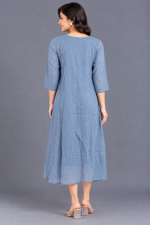 Blue cotton A-Line Suit · FRBL1