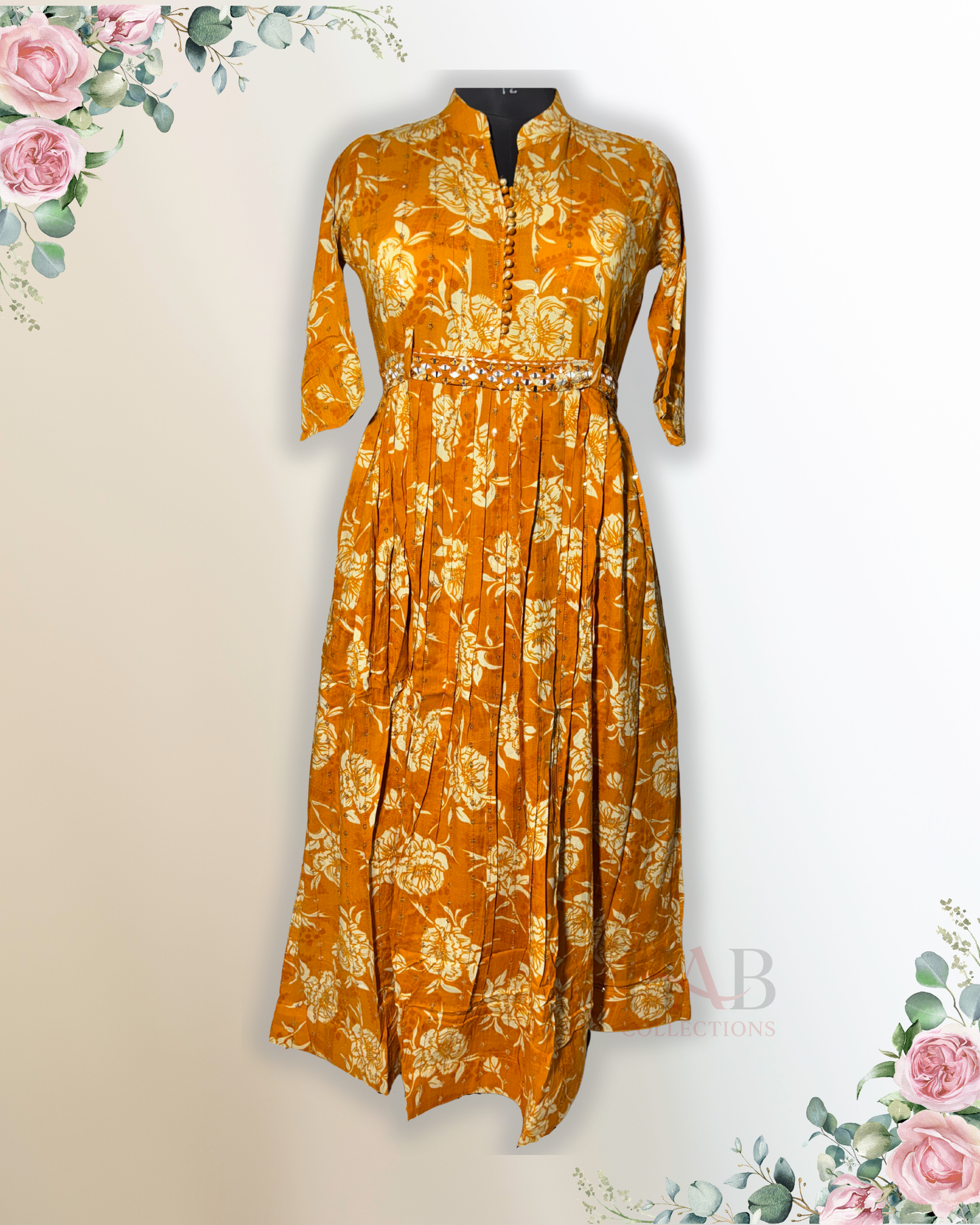 Daily Wear Orange 1 Piece Anarkali suit - HAB Collections