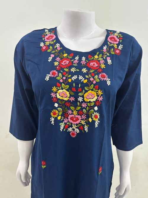 Blue Cotton Kurti - HAB Collections