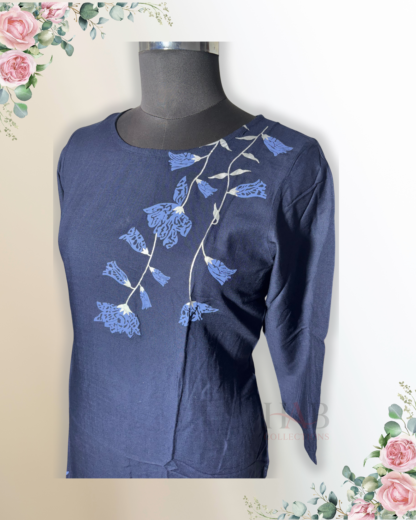 Daily Wear Navy Blue Kurti - HAB Collections