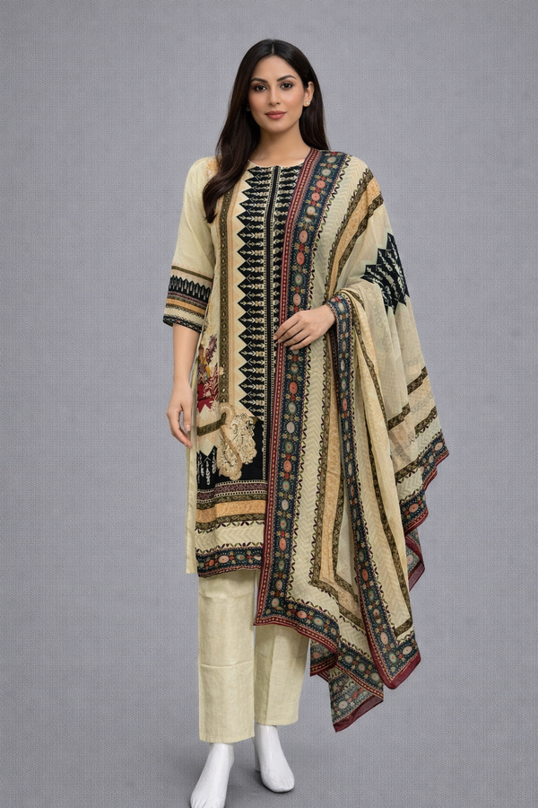Beige Premium Crepe Kurta Set - HAB Collections