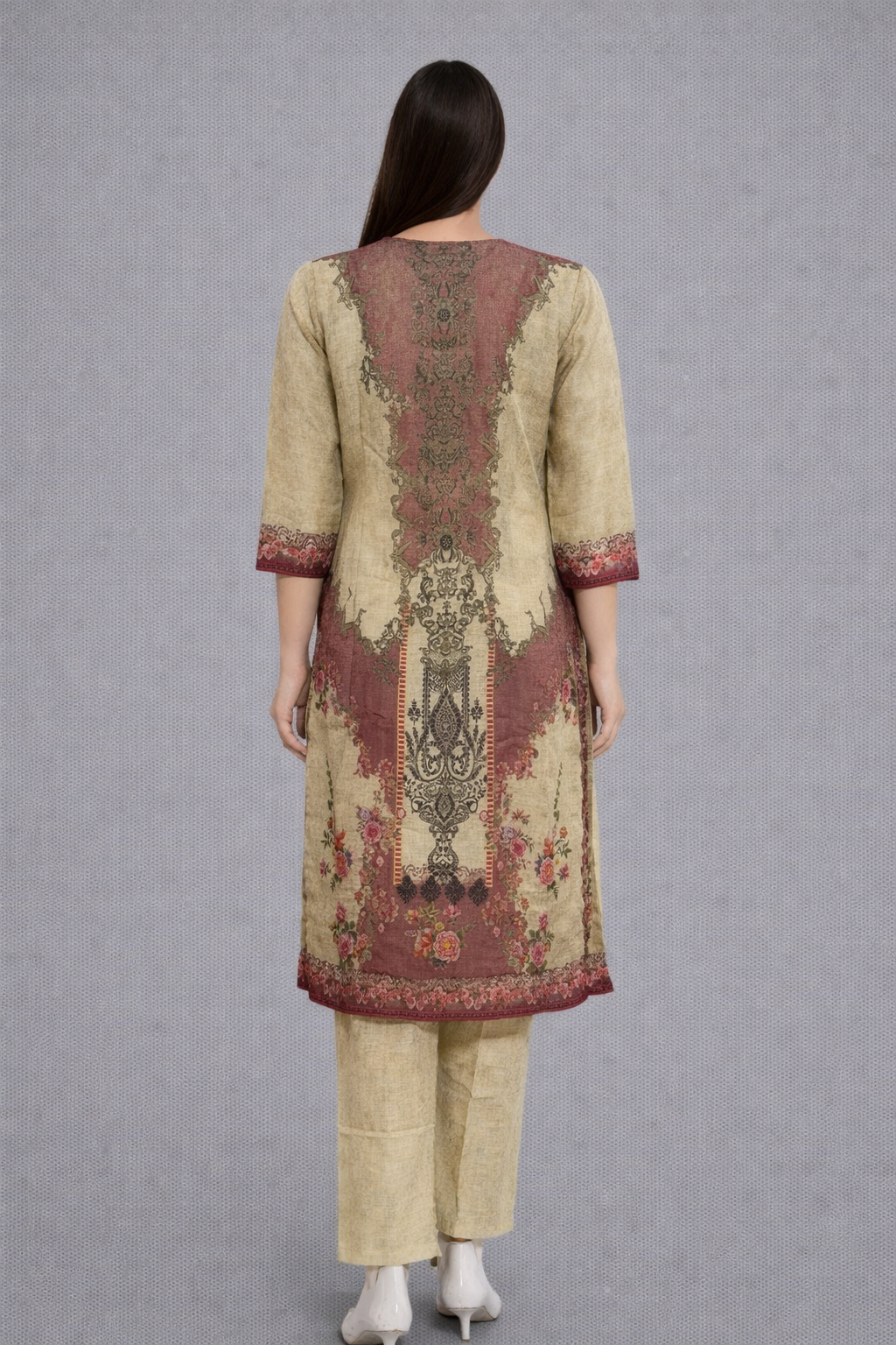 Festive Wear Beige Shimmer Kurta Set