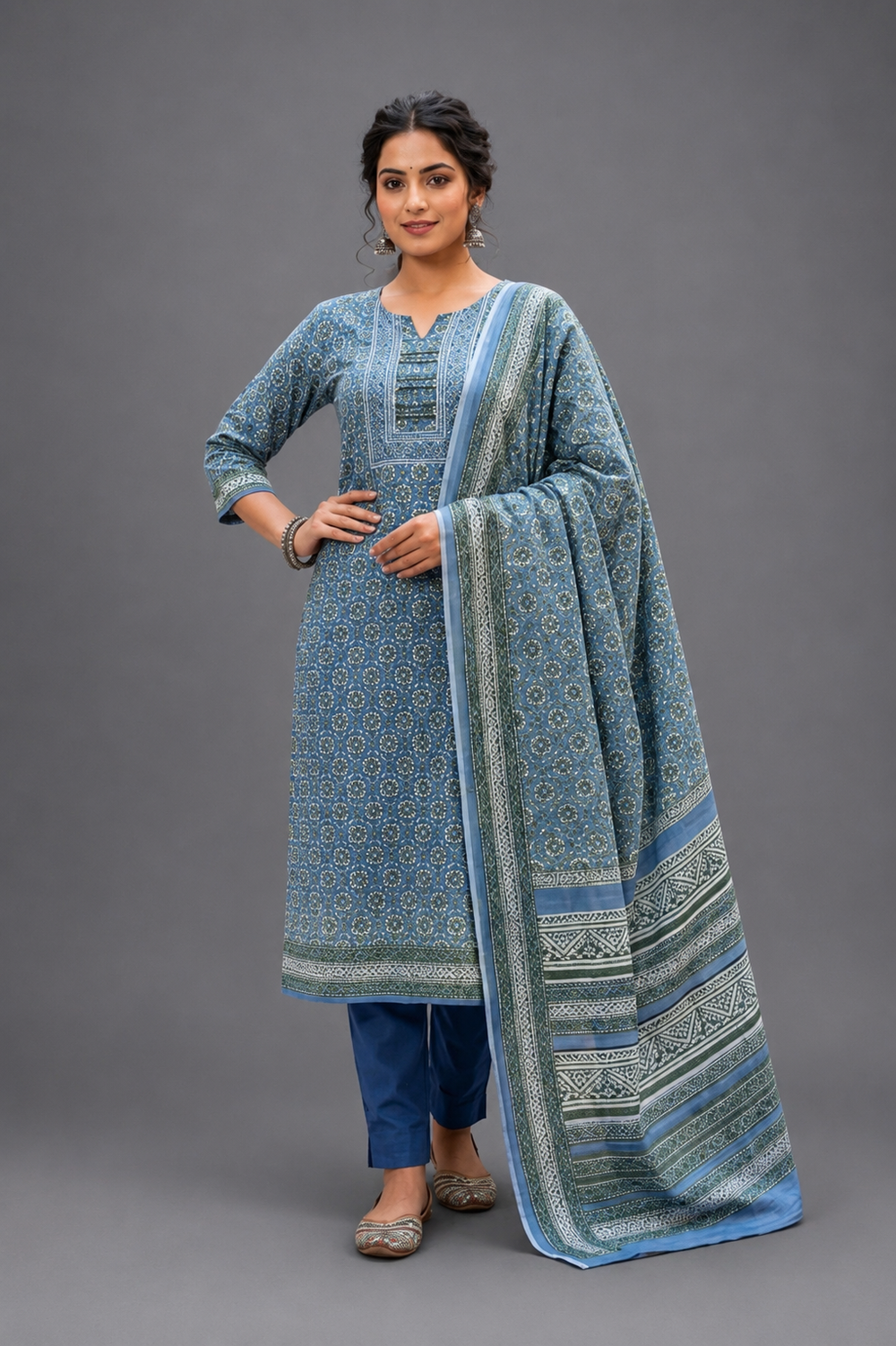Blue Kota Kurta Set - HAB Collections