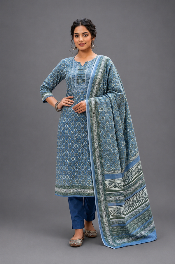 Blue Kota Kurta Set - HAB Collections