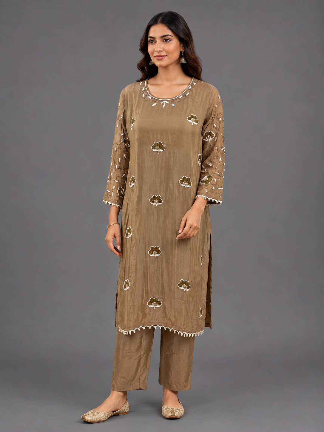 Festive Wear Brown Crepe Indo Western Suit - Code: KSBR6