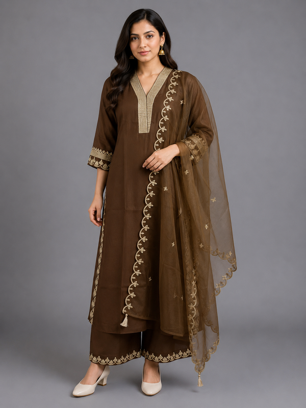Brown Silk Kurta Set · KSBR7