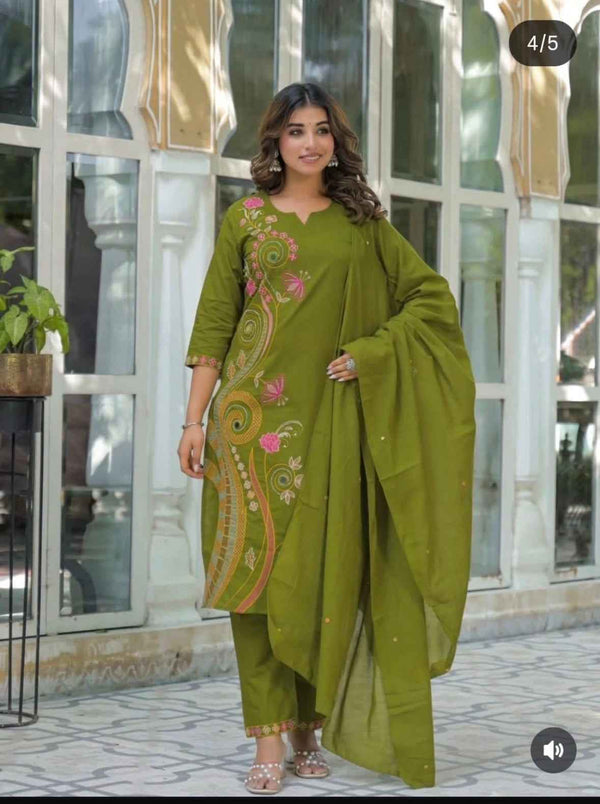 Green Cotton Kurta Set - HAB Collections