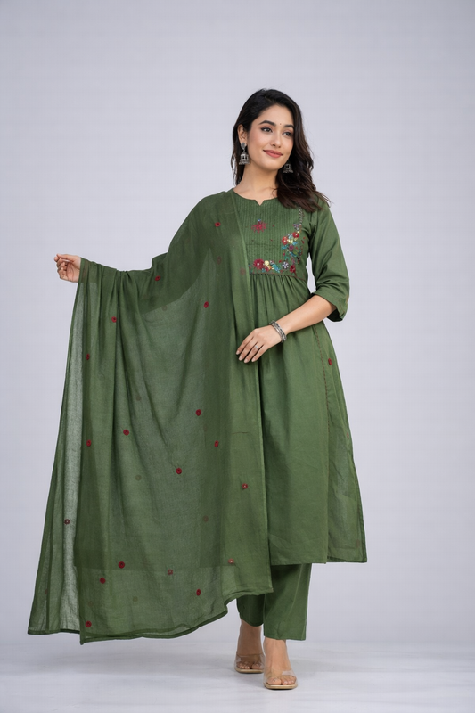 Daily Wear Green Kurta Set