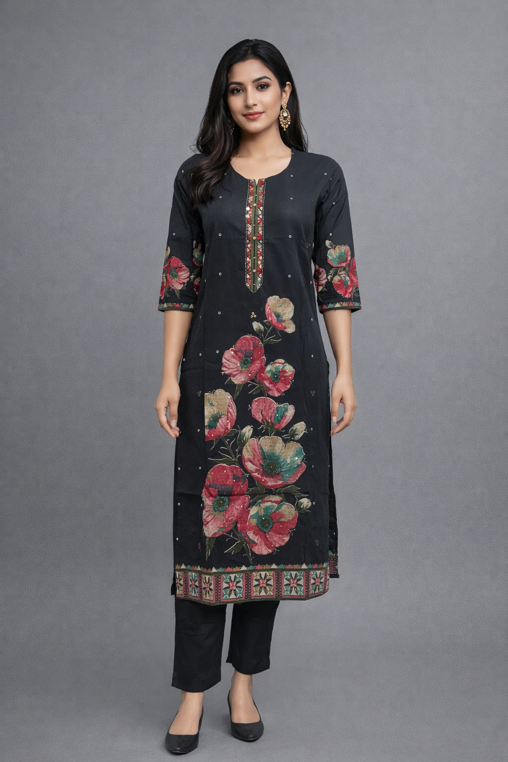 Daily Wear Grey Cotton Kurta Set