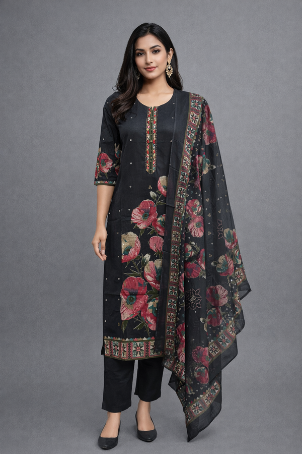 Grey Cotton Kurta Set - HAB Collections