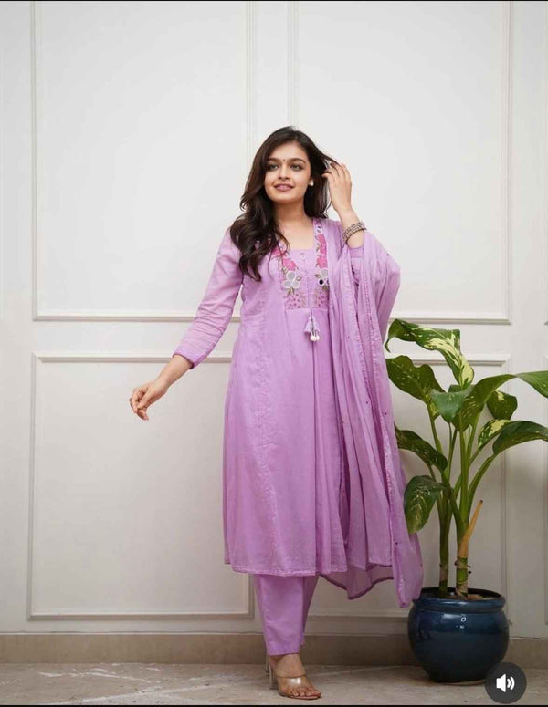 Lavender Cotton Kurta Set - HAB Collections