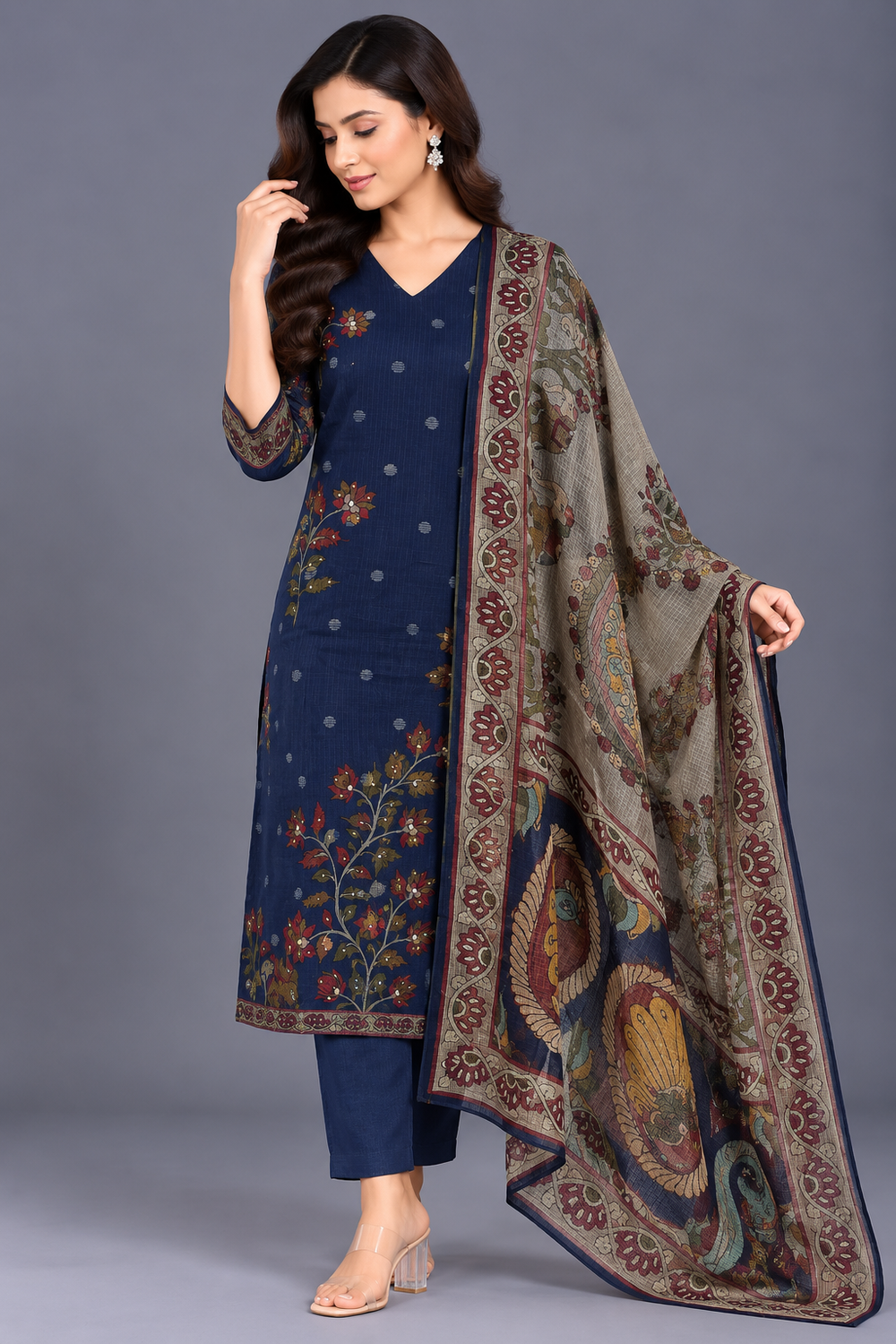 Navy Blue Kota Kurta Set · KSNBL2