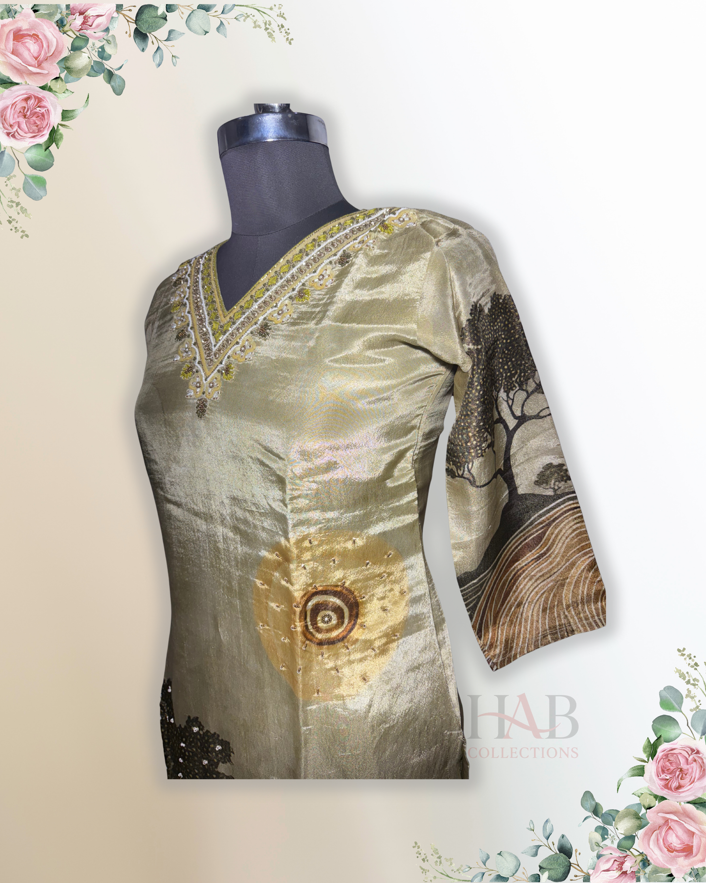 Festive Wear Olive Green Straight Cut Kurta Set - HAB Collections