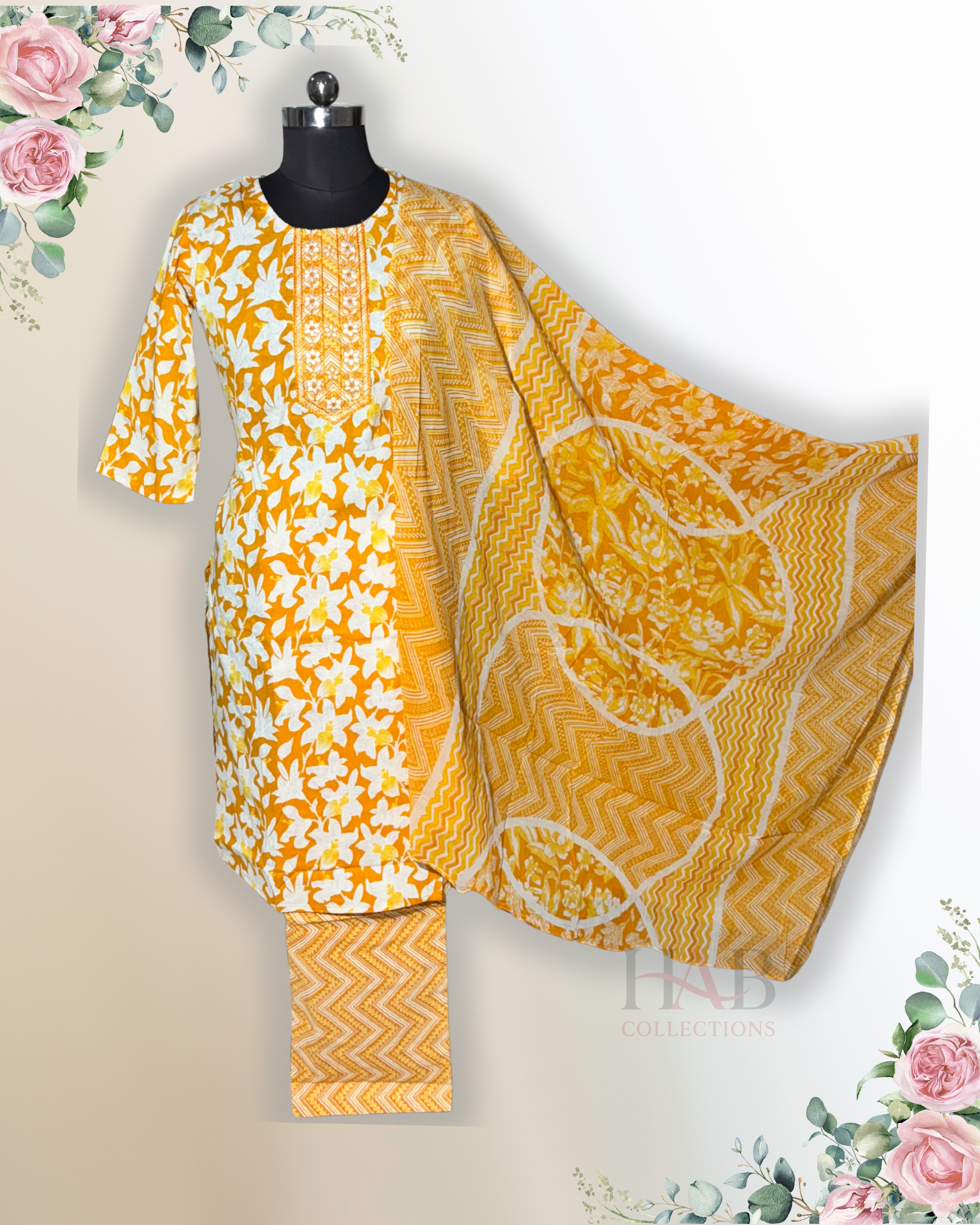 Daily Wear Orange Straight Cut Kurta Set - HAB Collections