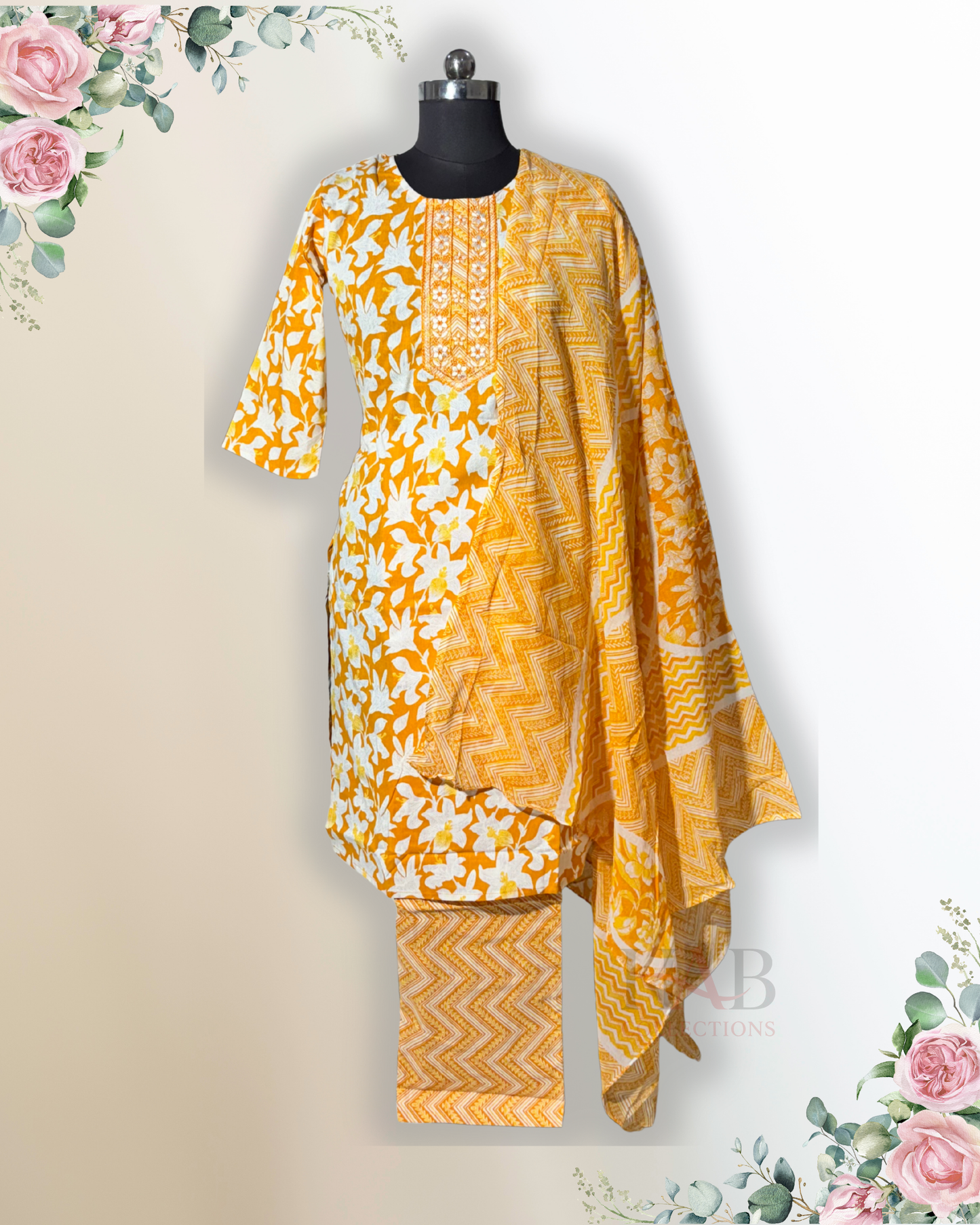 Daily Wear Orange Straight Cut Kurta Set - HAB Collections