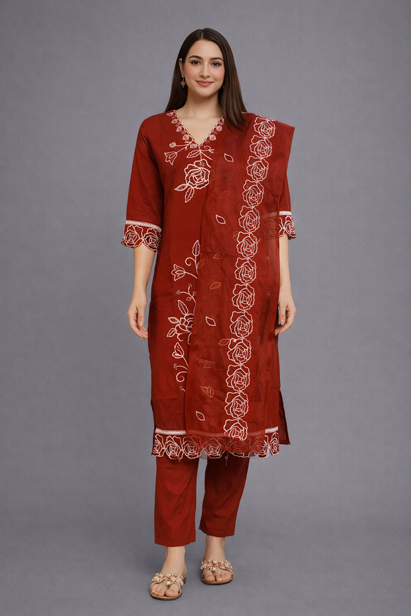Orange Roman Silk Kurta Set - HAB Collections