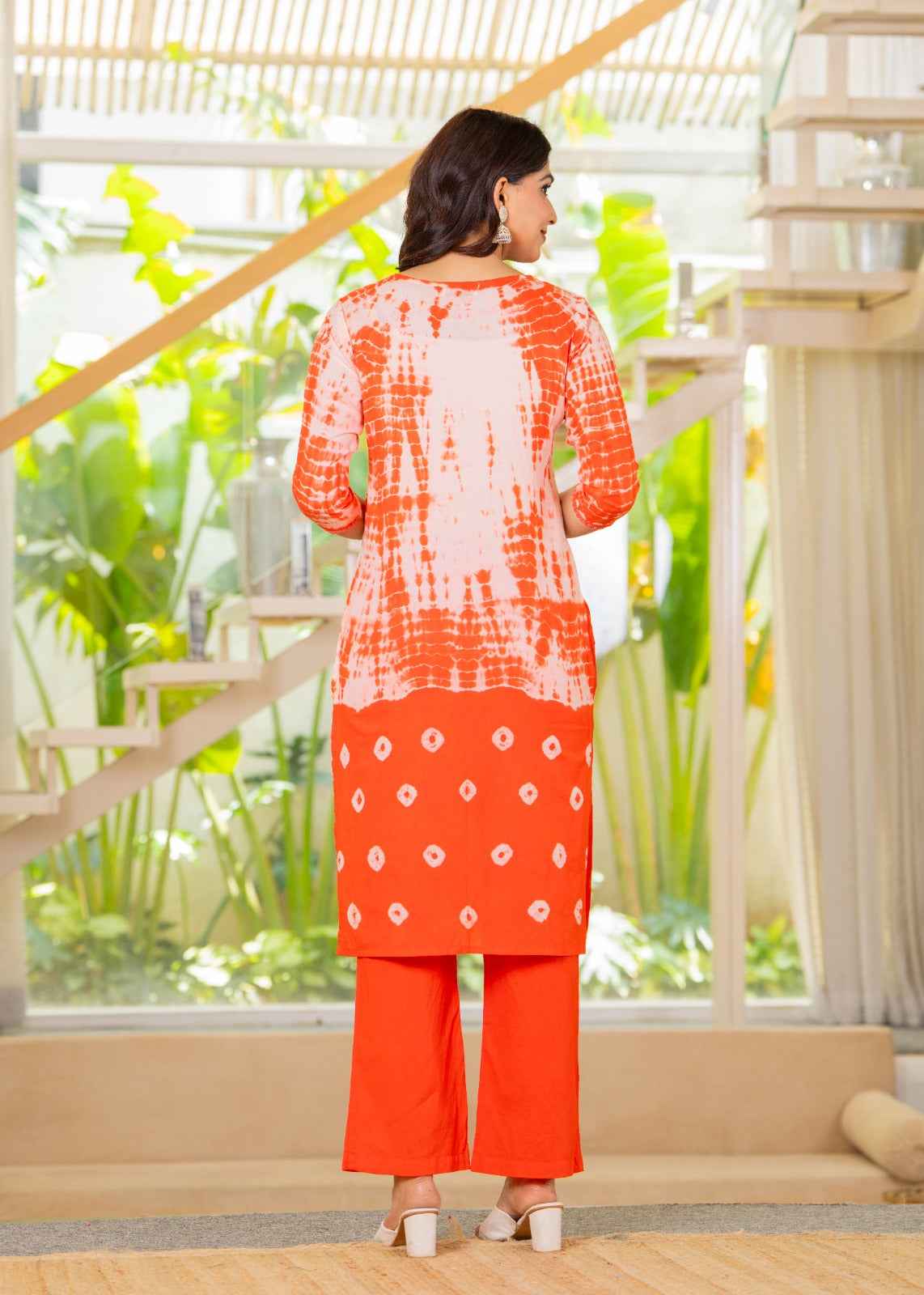 Daily Wear Orange Cotton Kurta Set