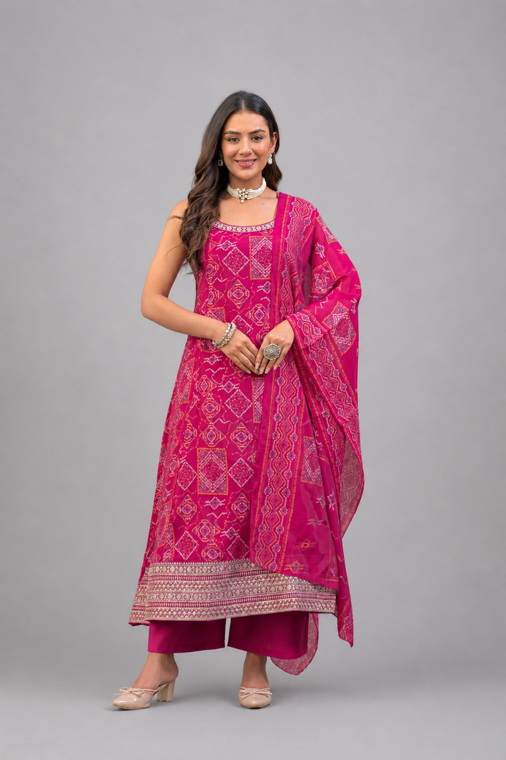 Pink Mul Chanderi Kurta Set - HAB Collections