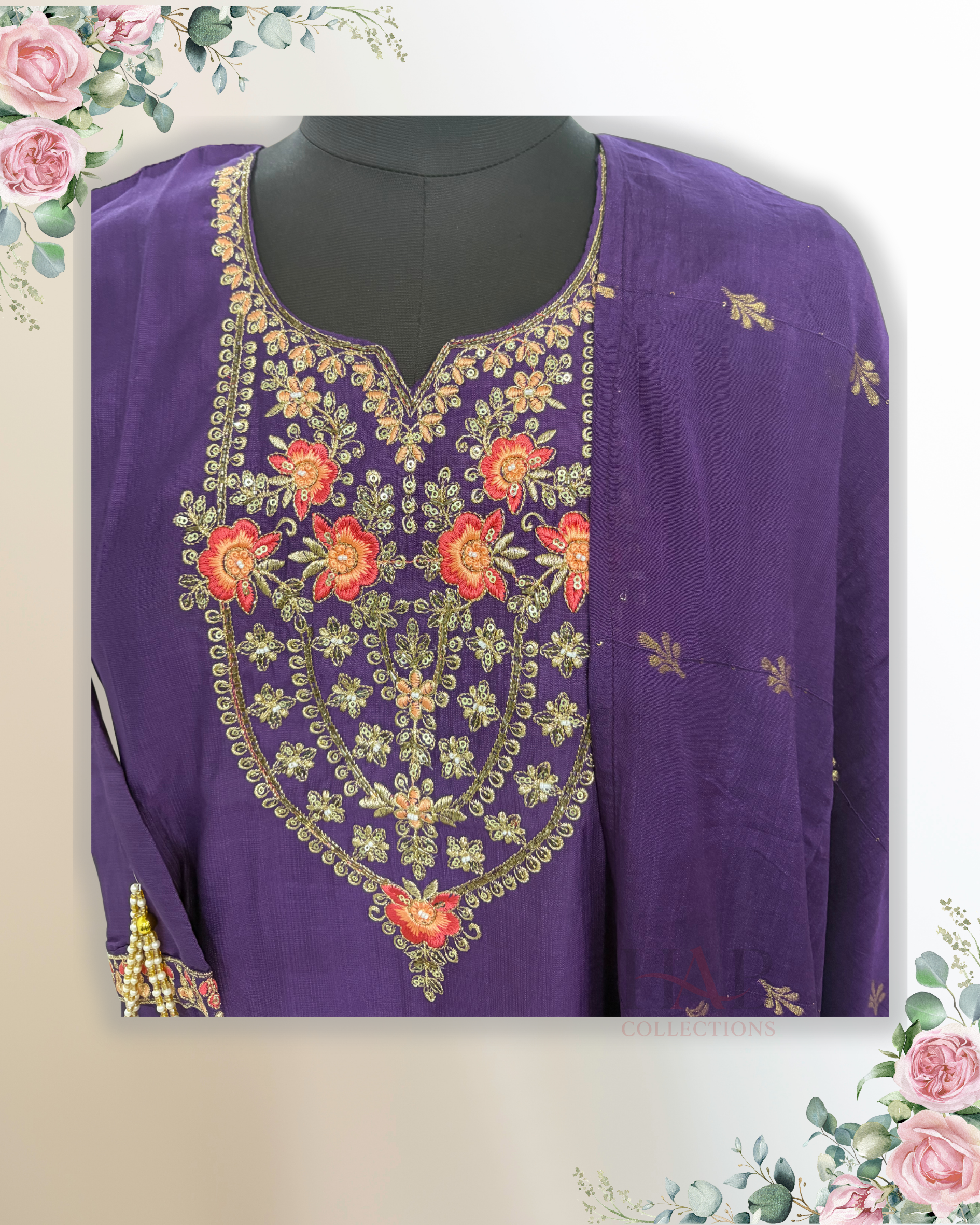 Festive Wear Purple Straight Cut Kurta Set - HAB Collections