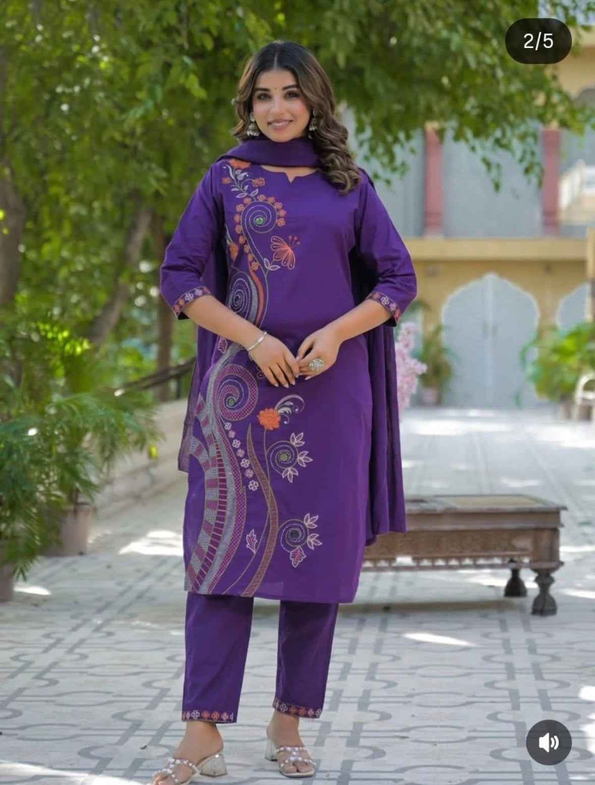 Daily Wear Purple Cotton Kurta Set