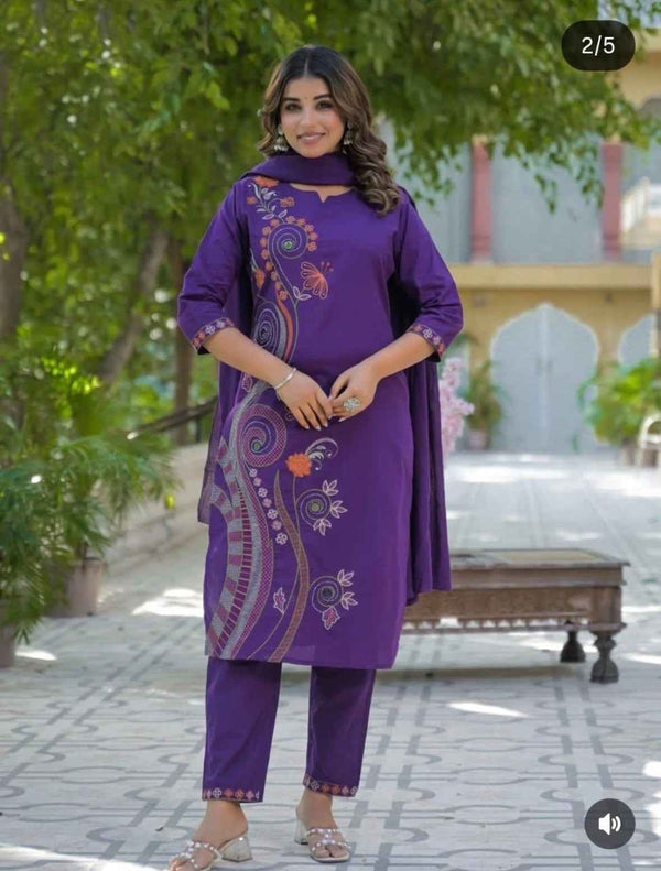 Purple Cotton Kurta Set - HAB Collections